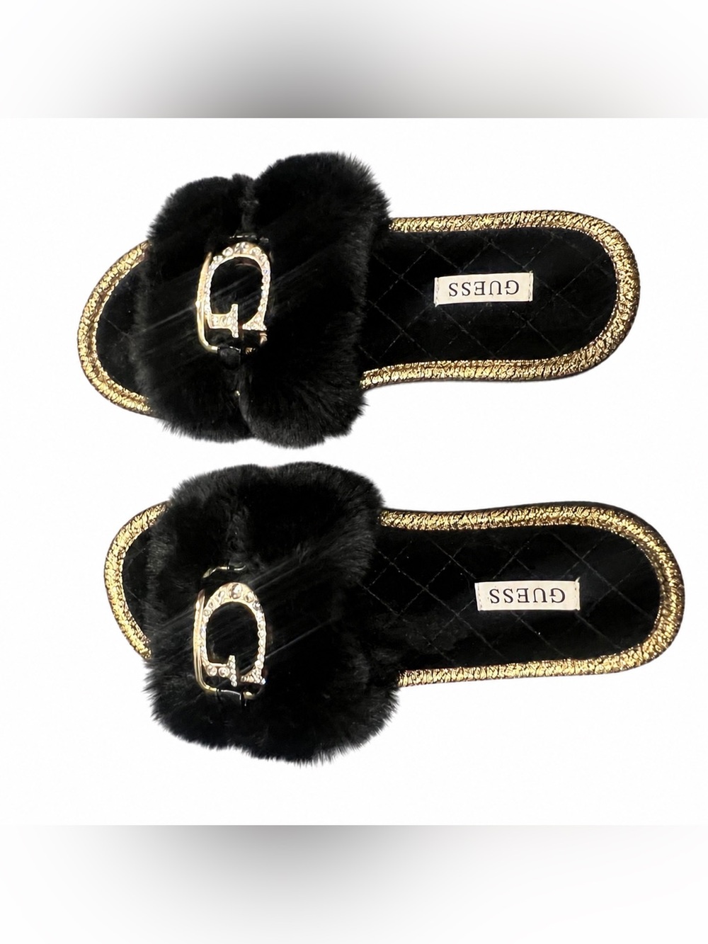 Brand new Fur $ Rhinestone Guess Slides - Picture 2 of 5